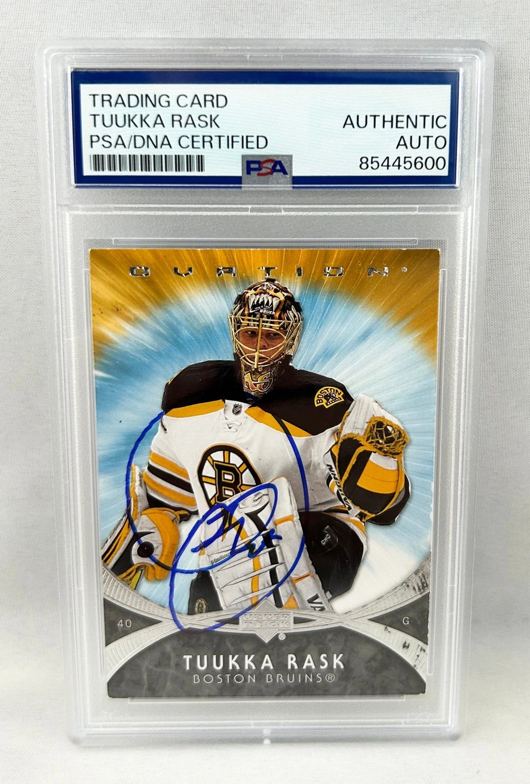 Tuukka Rask Signed Rookie Card 2007-08 Upper Deck UD Ovation #217 PSA/DNA COA