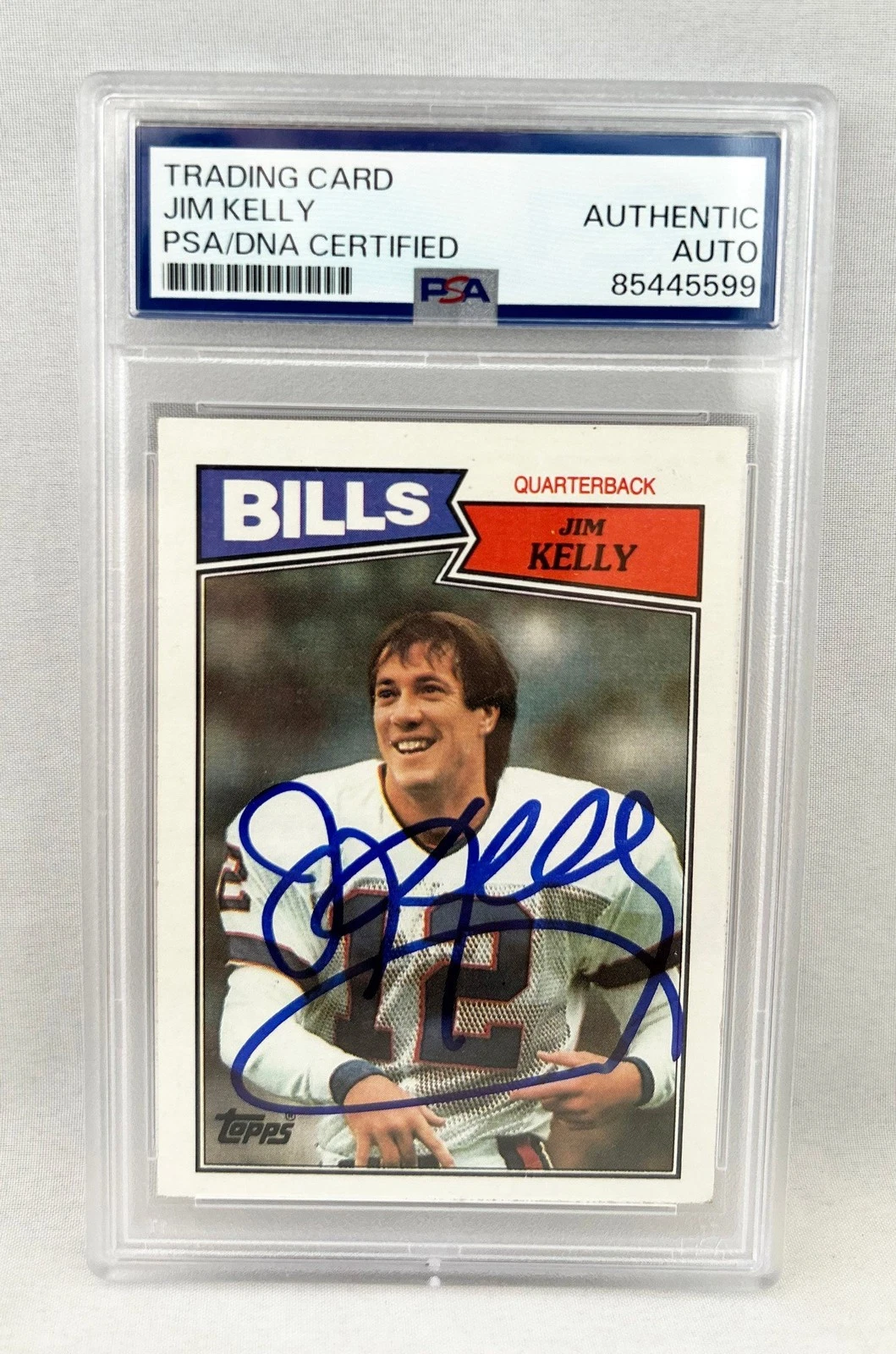 Jim Kelly Signed Rookie Card 1987 Topps #362 PSA/DNA COA