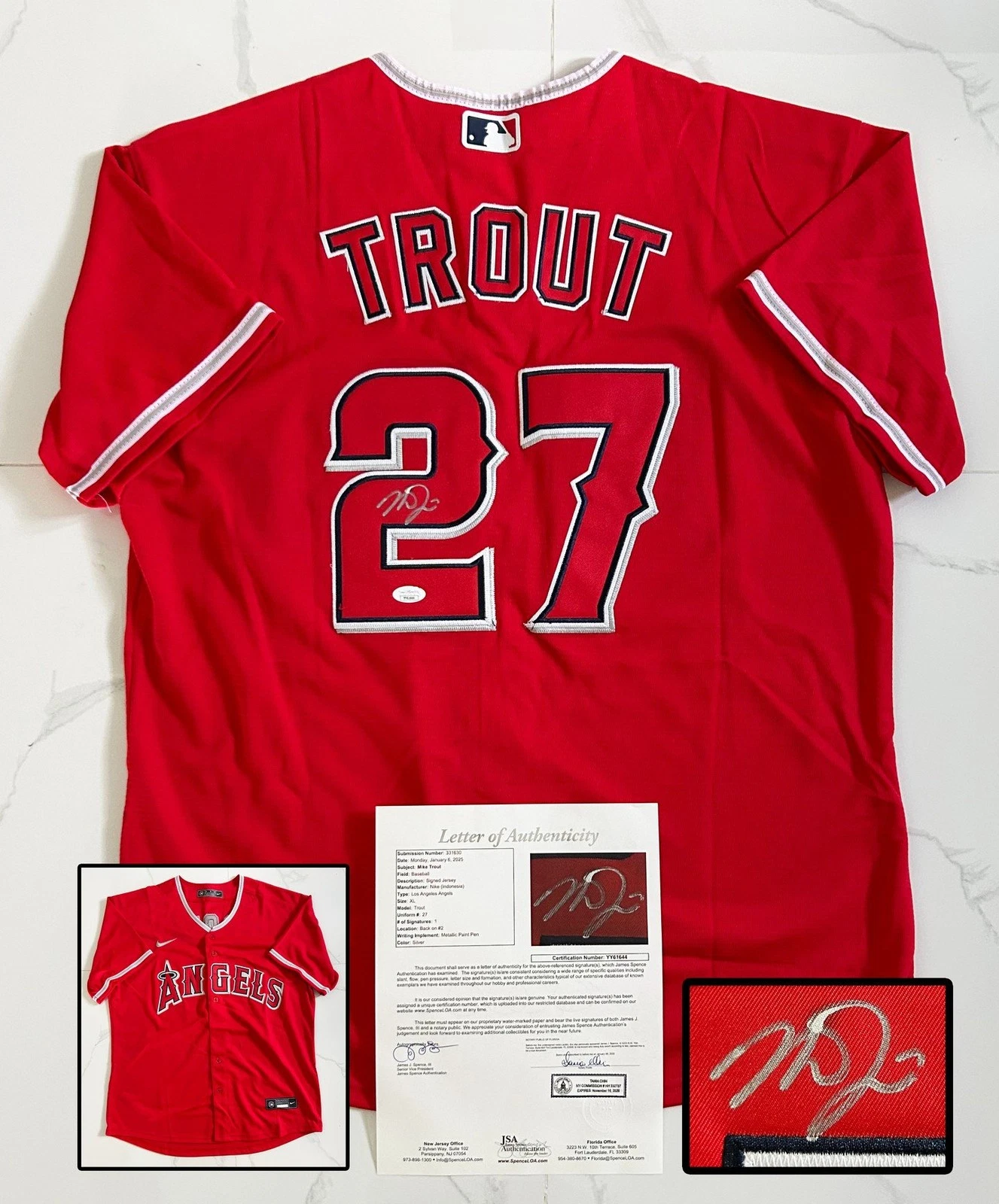 Mike Trout Signed Jersey Los Angeles Angels JSA COA