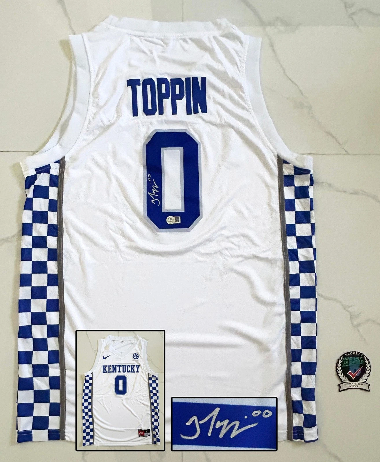 Jacob Toppin Signed Jersey Kentucky Wildcats Beckett BAS 1 COA