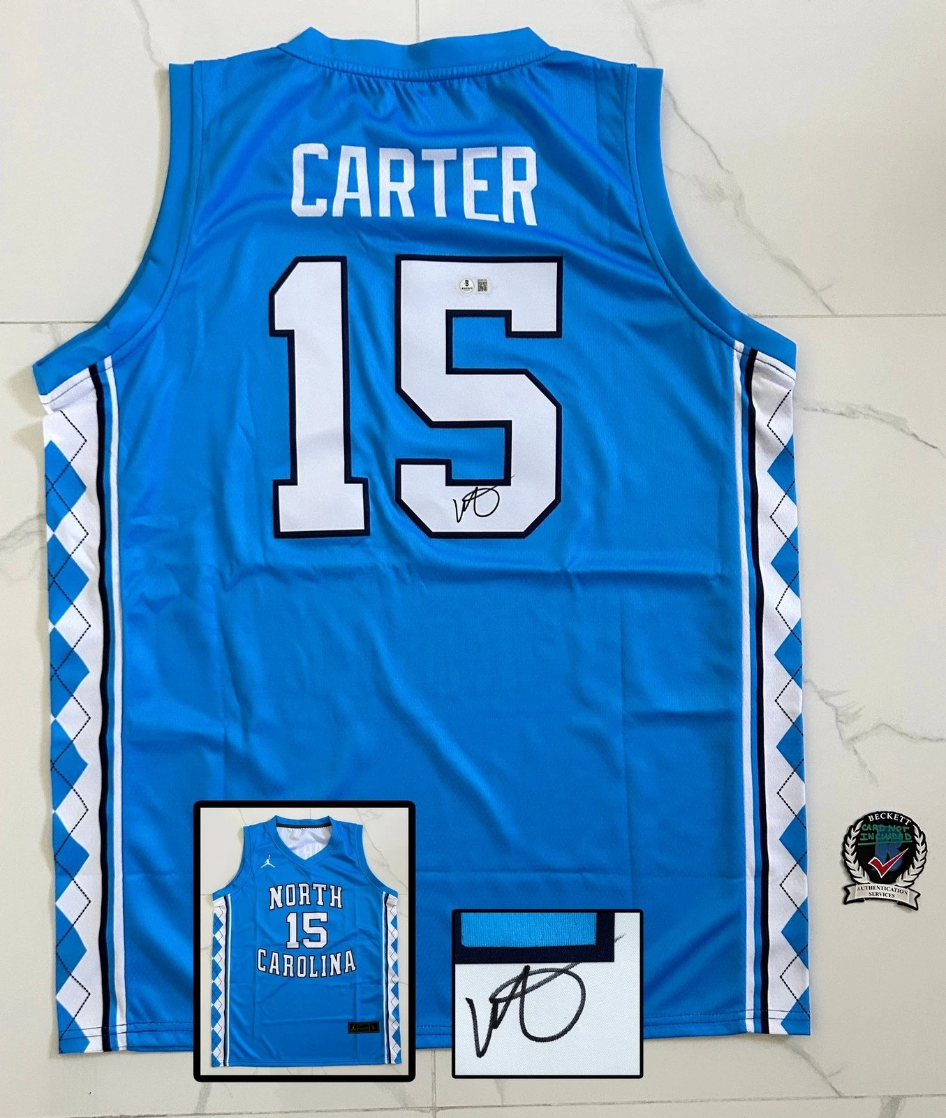 Vince Carter Signed Jersey North Carolina Tar Heels Beckett BAS COA