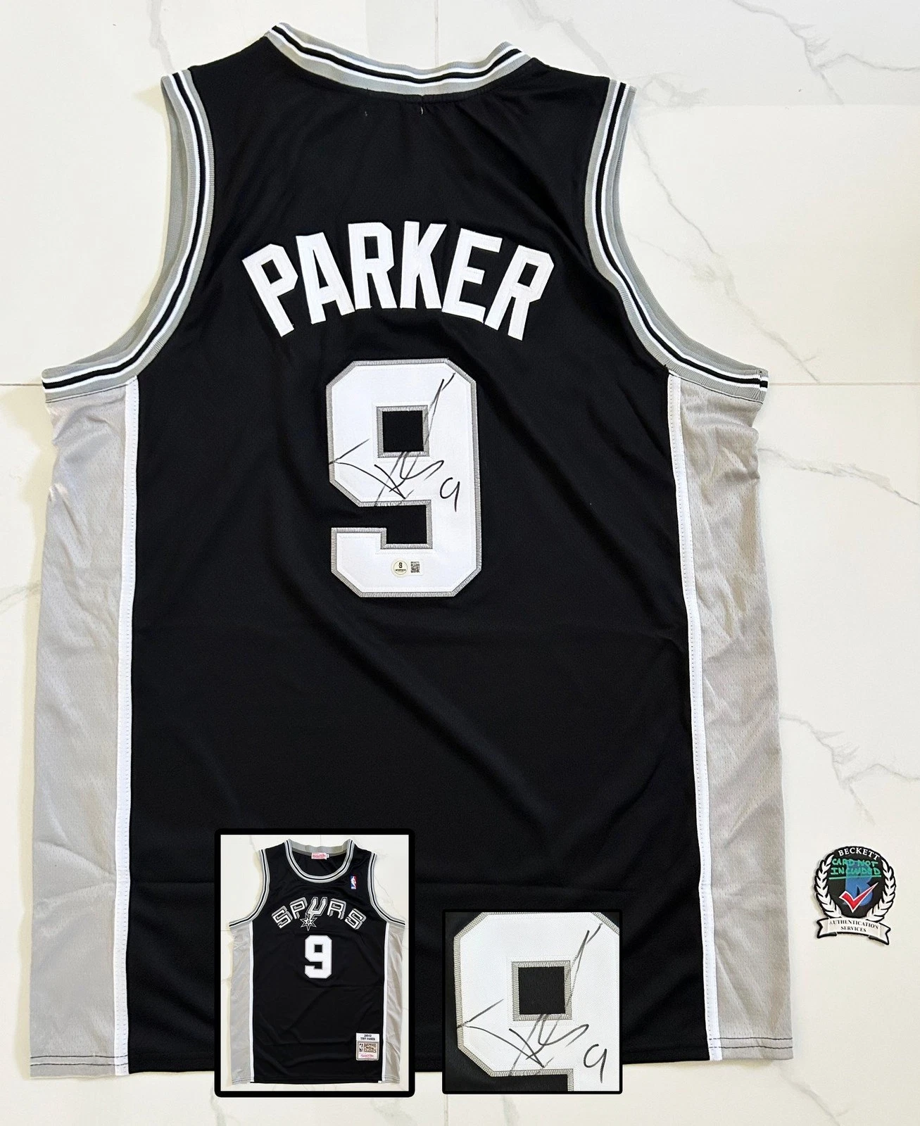 Tony Parker Signed Jersey San Antonio Spurs Beckett BAS COA