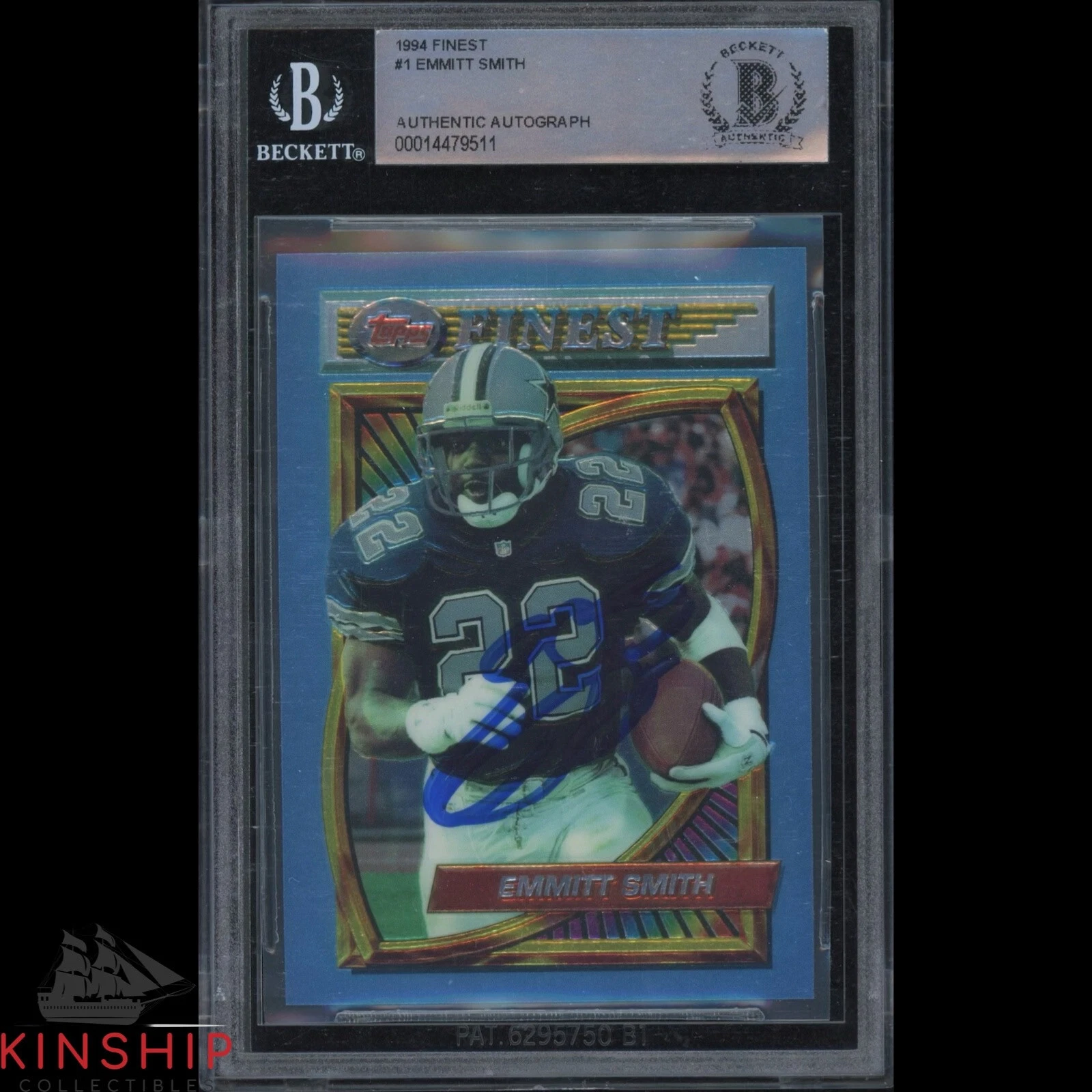 Emitt Smith signed 1994 Topps Finest Trading Card BAS Beckett Slabbed Auto C3914