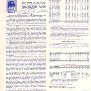 1974 TEXAS RANGERS RARE SIGN BILLY MARTIN ETC PROGRAM JSA CC82554