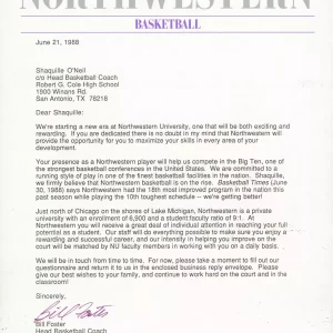 1988 Northwestern Shaquille O'Neal Recruitment Letter