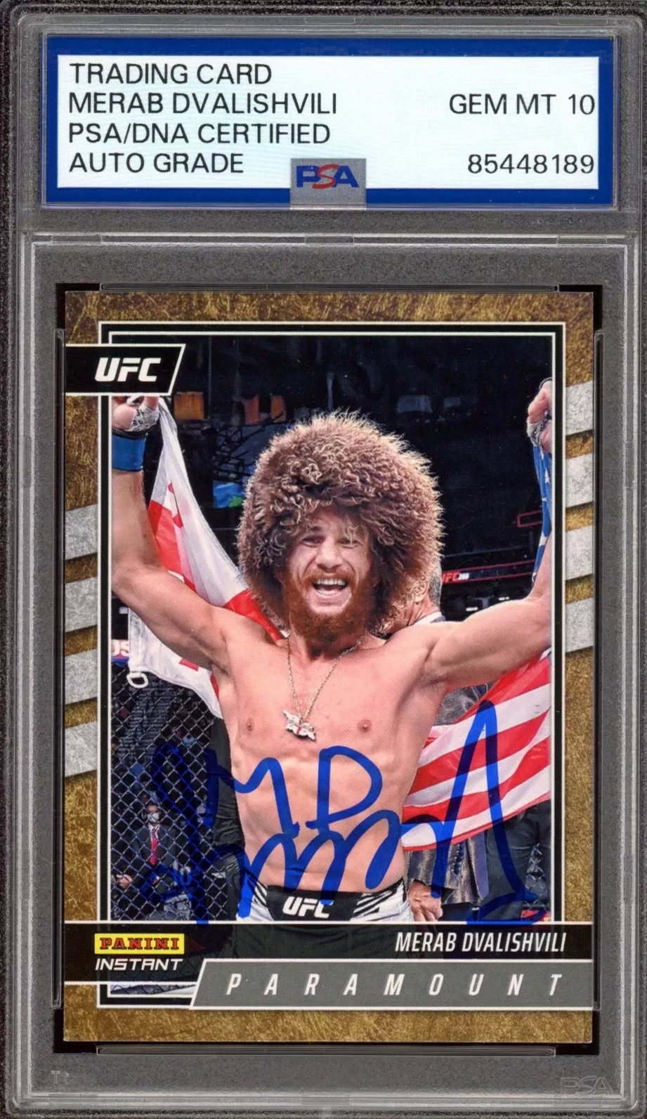 2022 Panini Instant UFC #P7 Merab Dvalishvili Signed Gold /50 PSA GEM MT 10 AUTO
