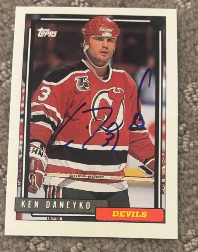 1992-93 Topps Devils Hockey Card #357 Ken Daneyko signed autographed card