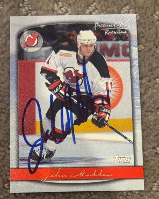 1999-00 Topps Premier Plus Devils Card John Madden signed autographed Rookie