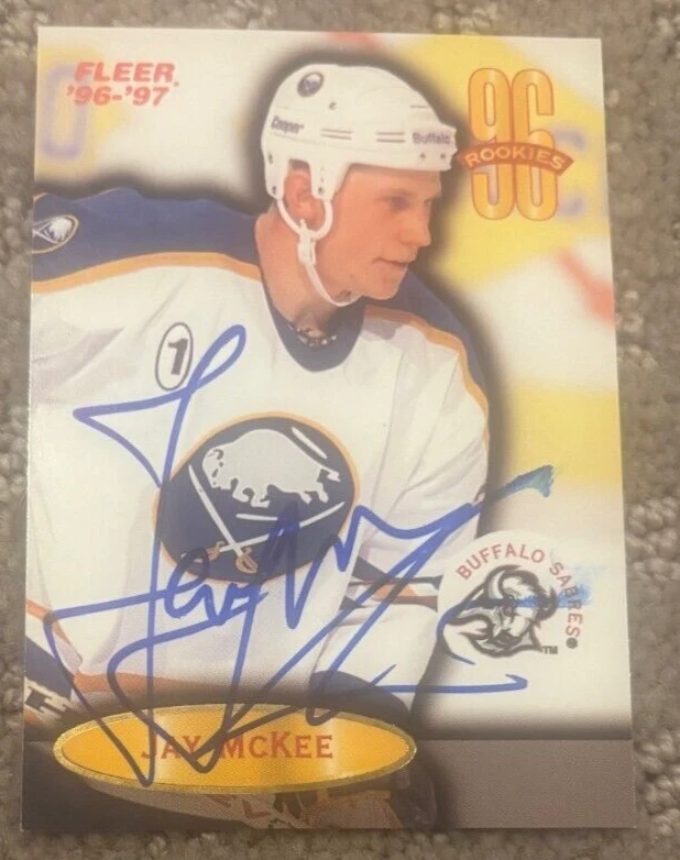 Jay McKee 1996-97 Fleer #131 Buffalo Sabres signed autographed card RC