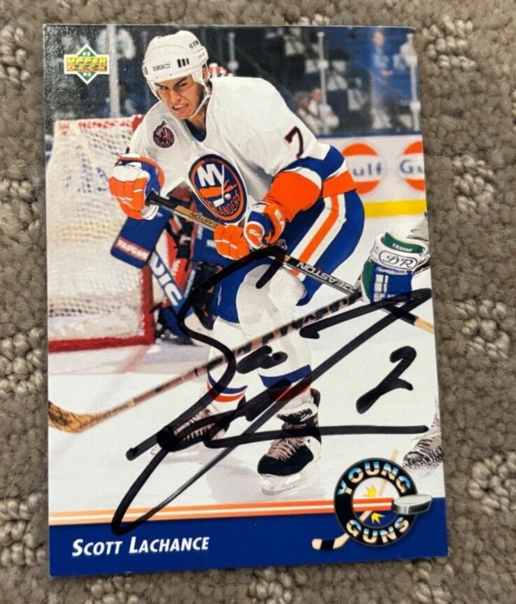 1992-93 Upper Deck Scott Lachance signed autographed card New York Islanders