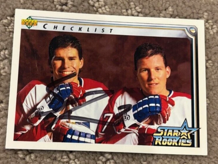1992-93 Upper Deck #398 Rookie Checklist Scott Lachance signed autographed card