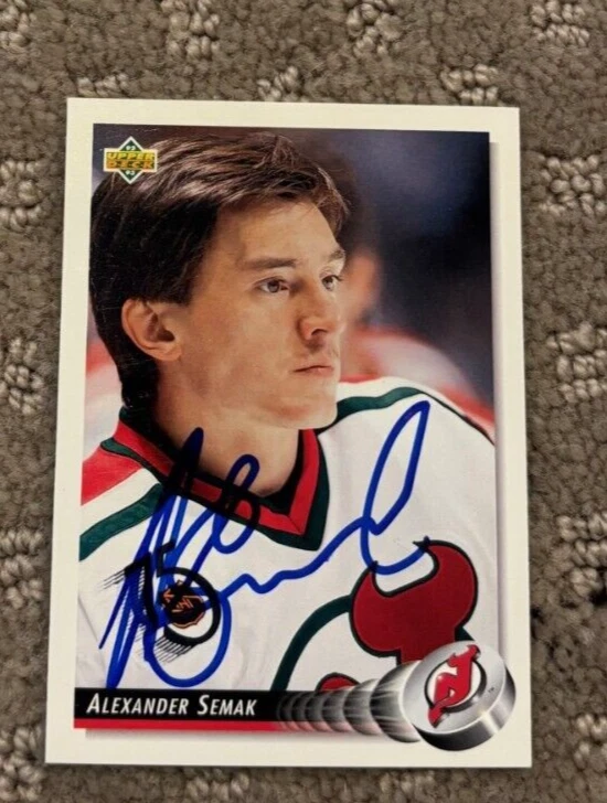 Alexander Semak New Jersey Devils 1992 Upper Deck #45 Autographed Hockey Card