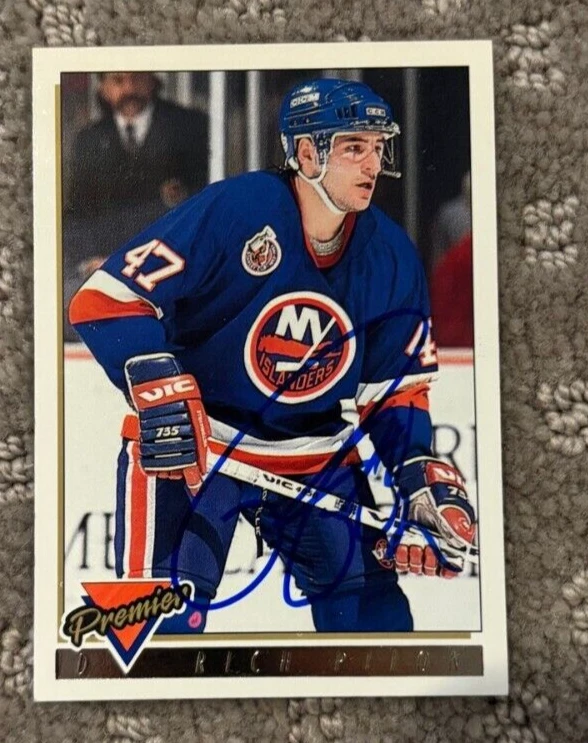 1993-94 (ISLANDERS) Topps Premier Gold #417 Rich Pilon signed autographed card