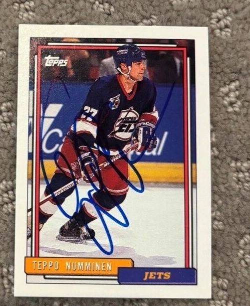 1992 Topps #339 Teppo Numminen signed autographed card - Winnipeg Jets
