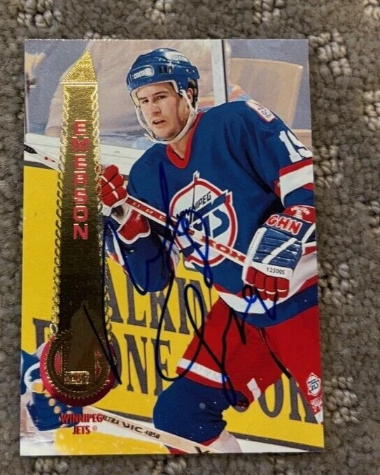 1994-95 Pinnacle #325 Nelson Emerson signed autographed card Winnipeg Jets