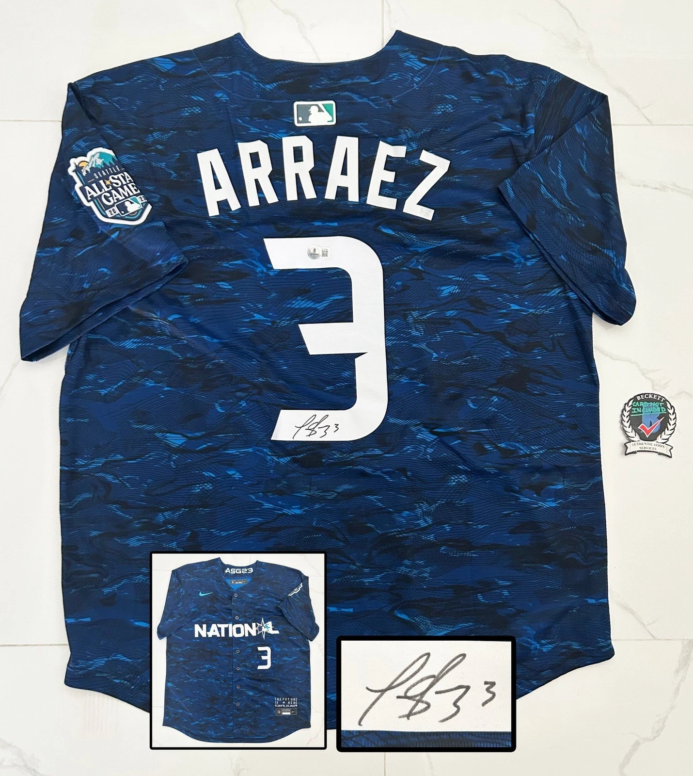 Luis Arraez Signed Jersey 2023 All Star Miami Marlins Beckett BAS COA