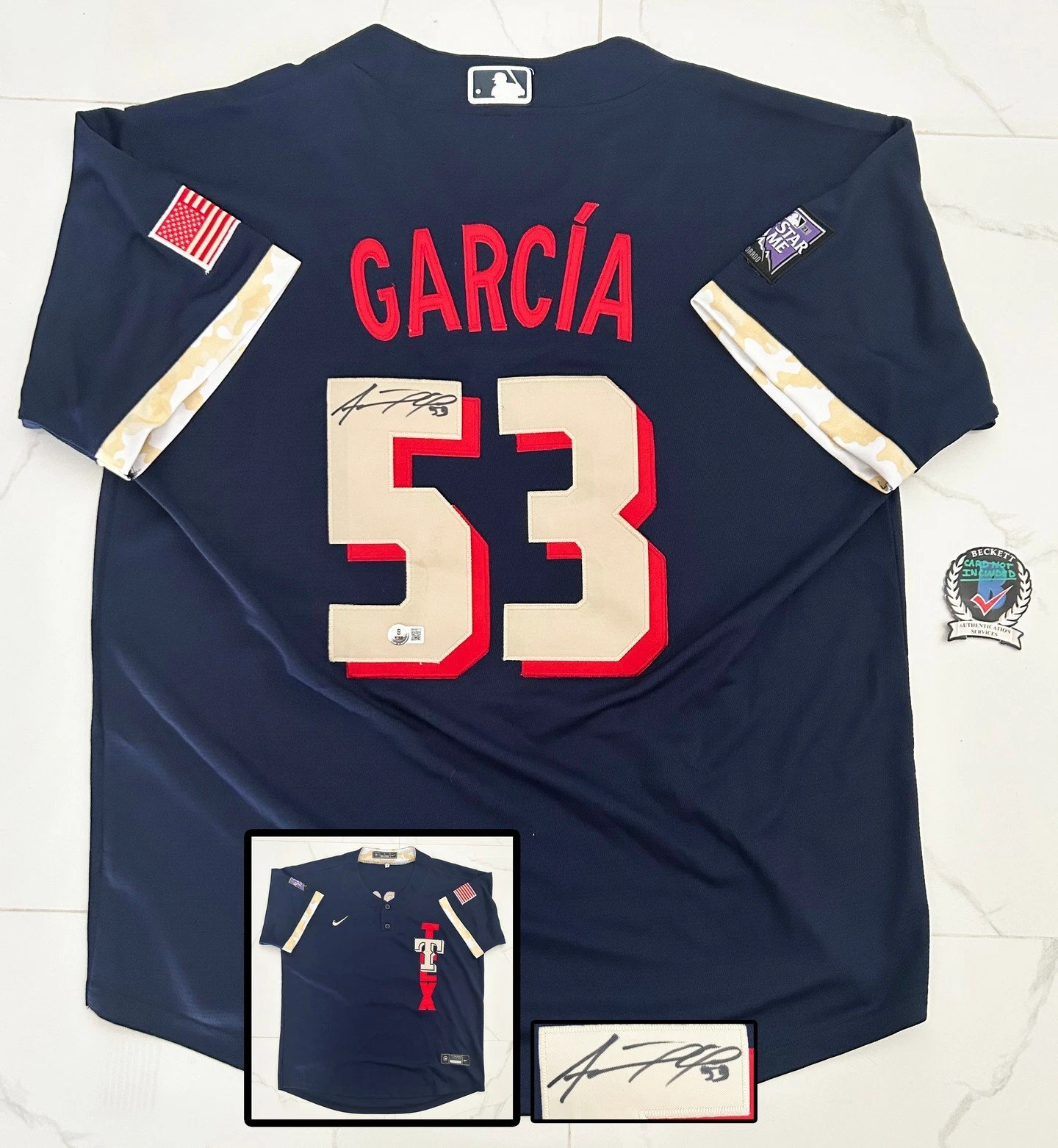 Adolis Garcia Signed Jersey 2021 All Star Texas Rangers Beckett BAS COA