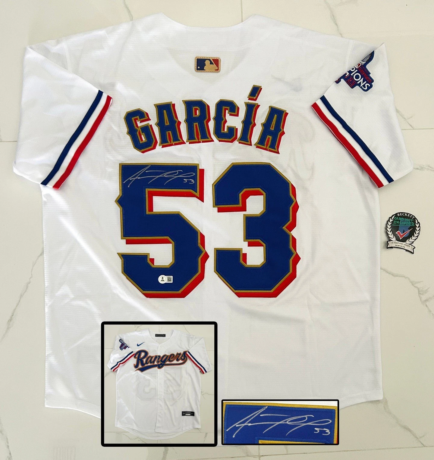 Adolis Garcia Signed Jersey Texas Rangers Beckett BAS COA