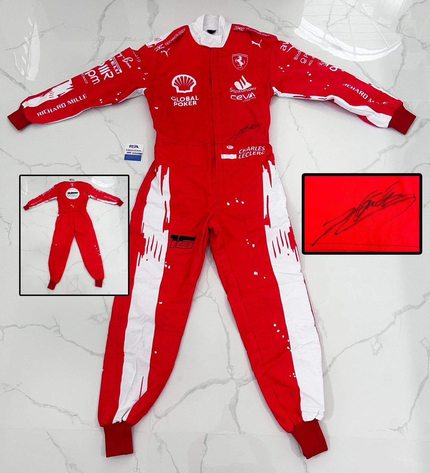 Charles Leclerc Signed Race Suit 2023 Las Vegas Ferrari Formula 1 F1 PSA/DNA COA
