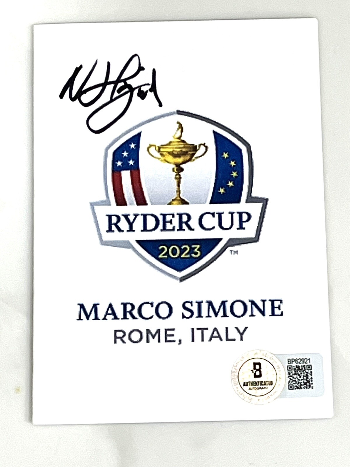 Nicolai Hojgaard Signed 2023 Ryder Cup Scorecard Champion Marco Simone Beckett 2