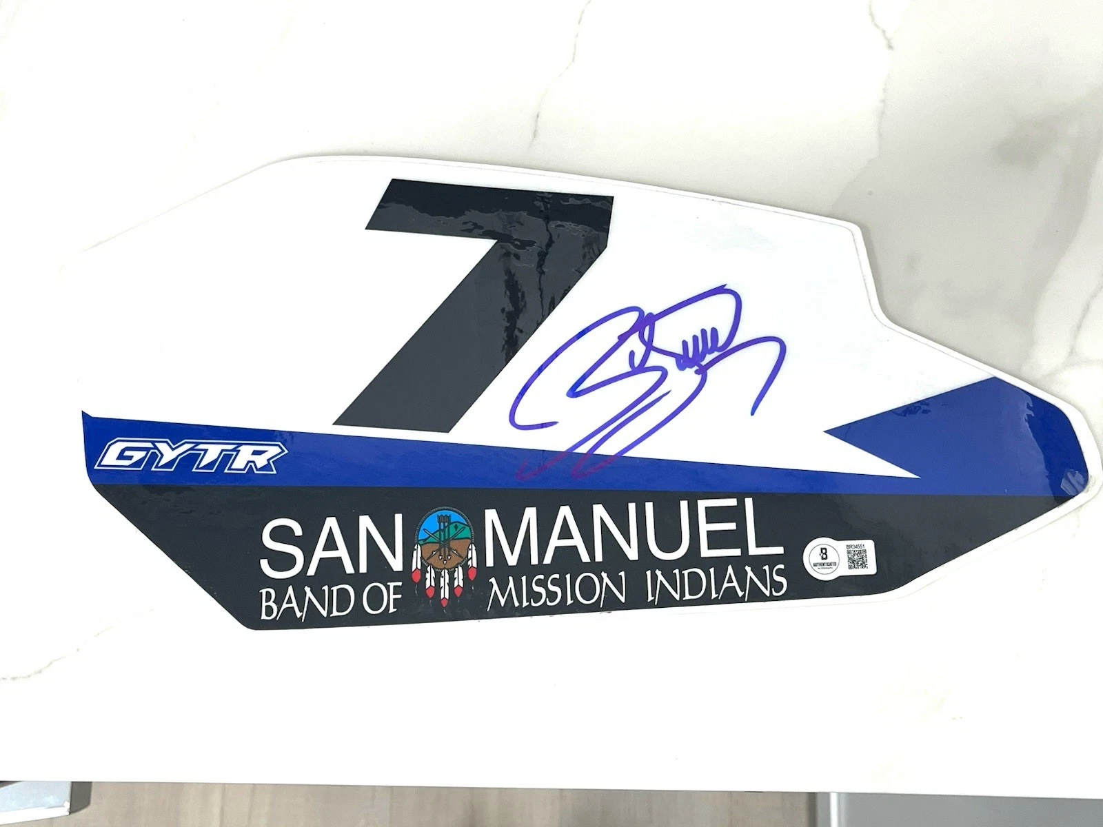 JAMES BUBBA STEWART SIGNED AUTHENTIC NUMBER PLATE #7 YAMAHA BECKETT BAS CERT #9