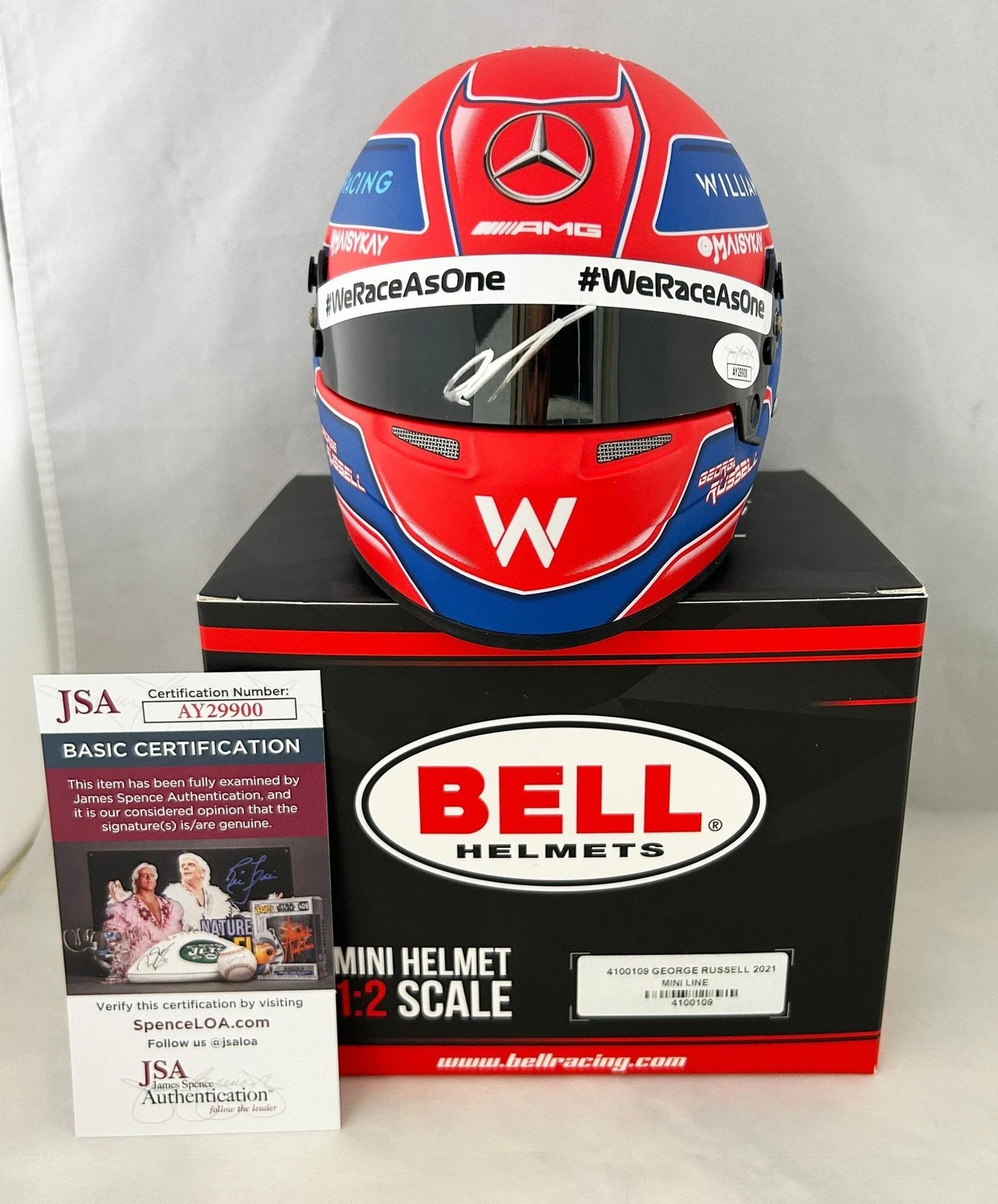 George Russell Signed Mini Helmet 1:2 2021 Mercedes Formula 1 F1 Beckett BAS COA