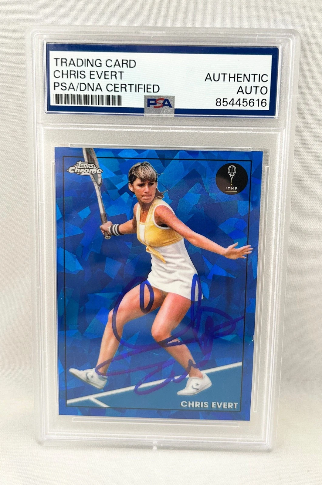 Chris Evert Signed Card 2021 Topps Chrome Sapphire #99 PSA/DNA COA