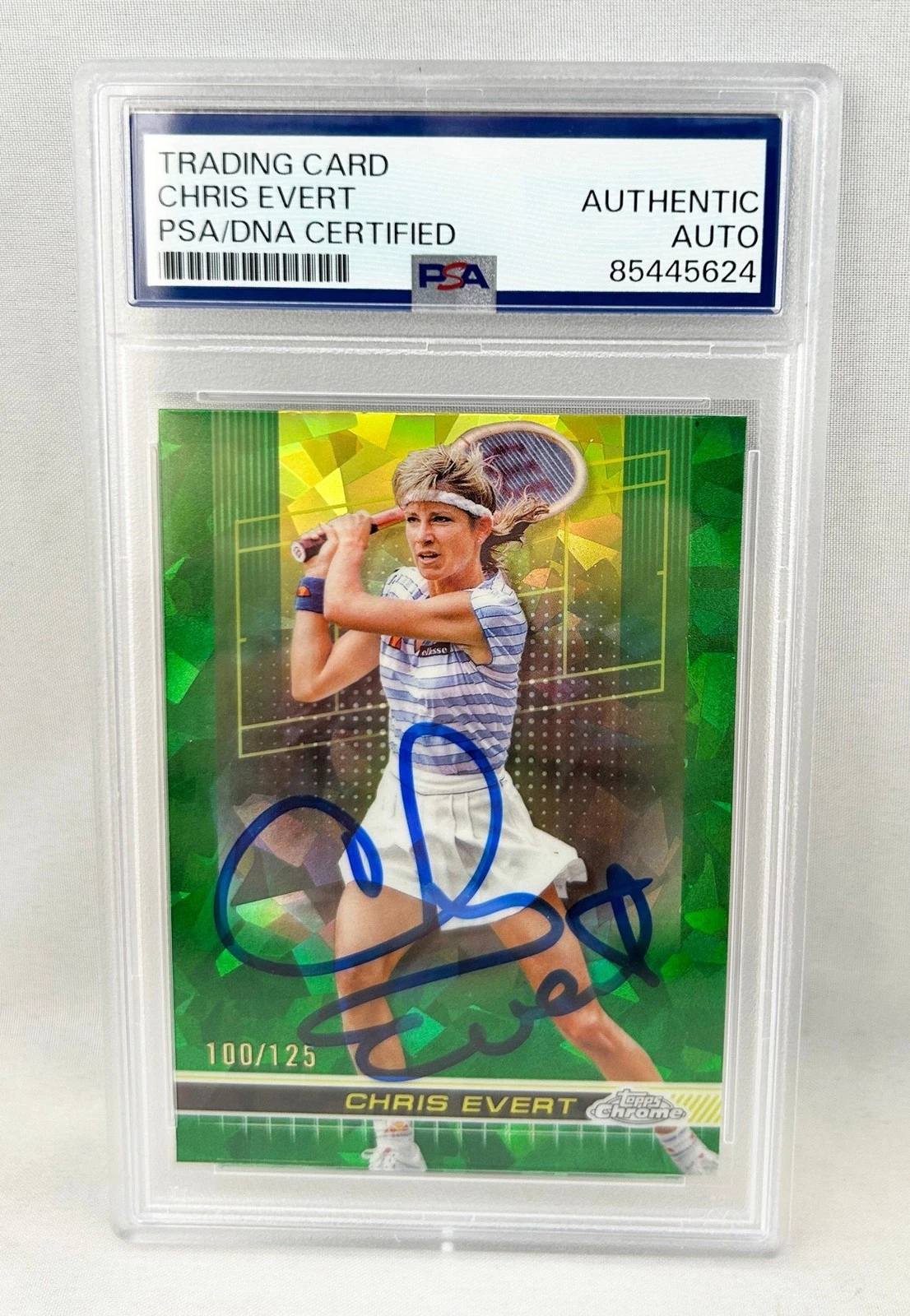 Chris Evert Signed Card 2024 Topps Chrome #100/125 PSA/DNA COA