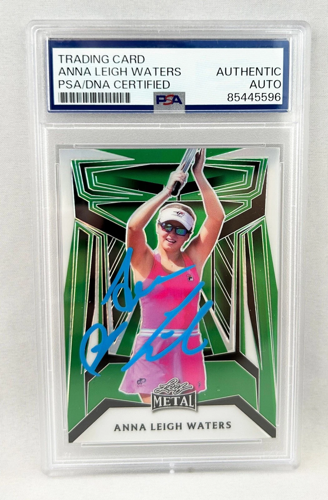 Anna Leigh Waters Signed Card 2023 Leaf Metal Green Prismatic 96/299 PSA/DNA COA