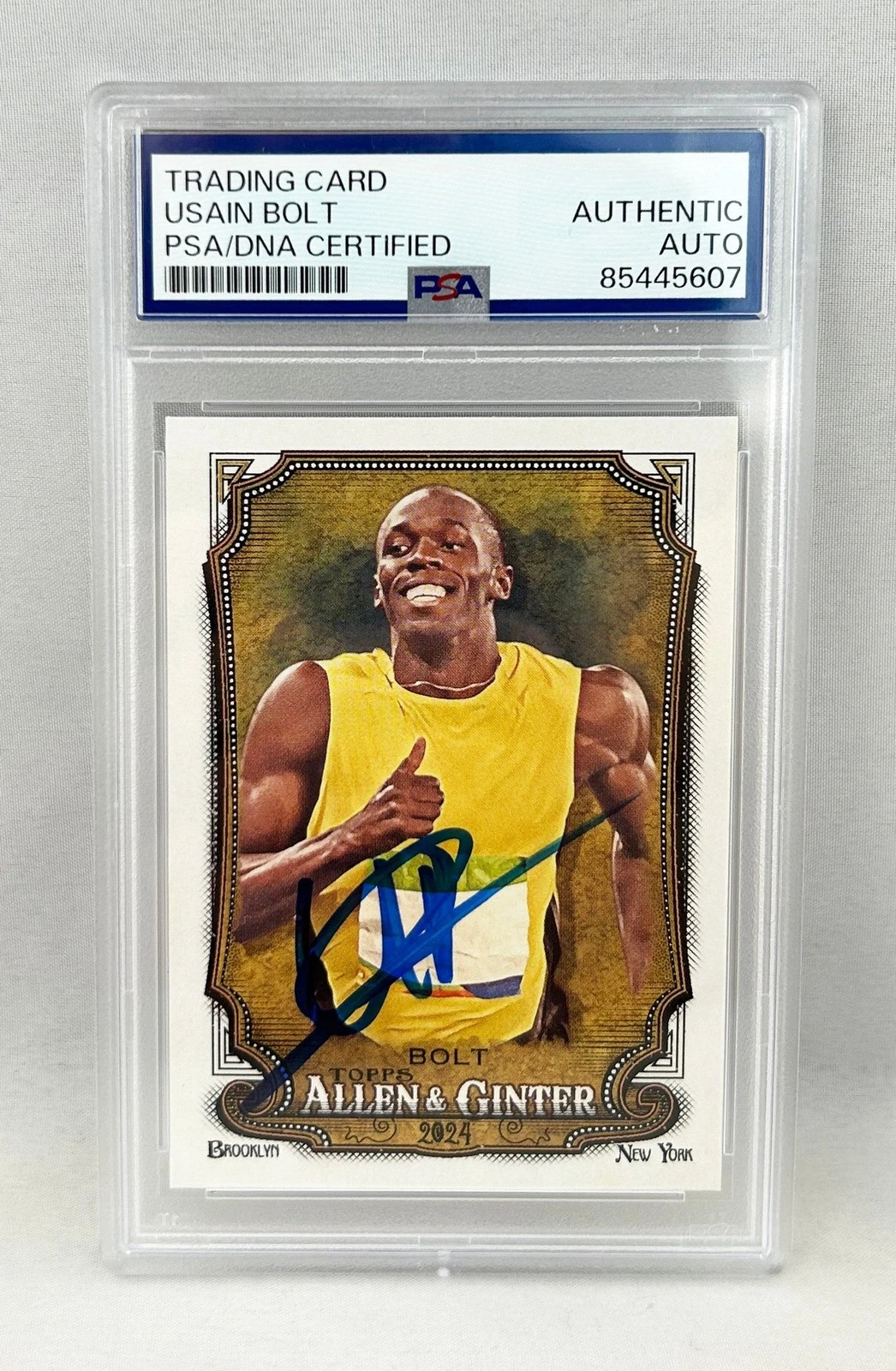 Usain Bolt Signed Card 2024 Allen & Ginter #208 PSA/DNA 4 COA