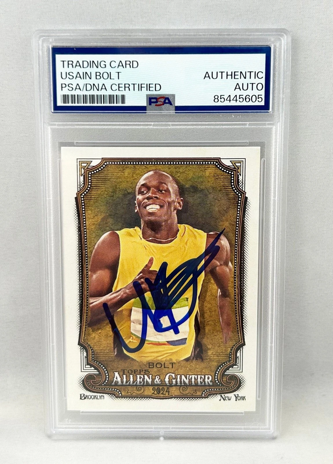 Usain Bolt Signed Card 2024 Allen & Ginter #208 PSA/DNA 7 COA