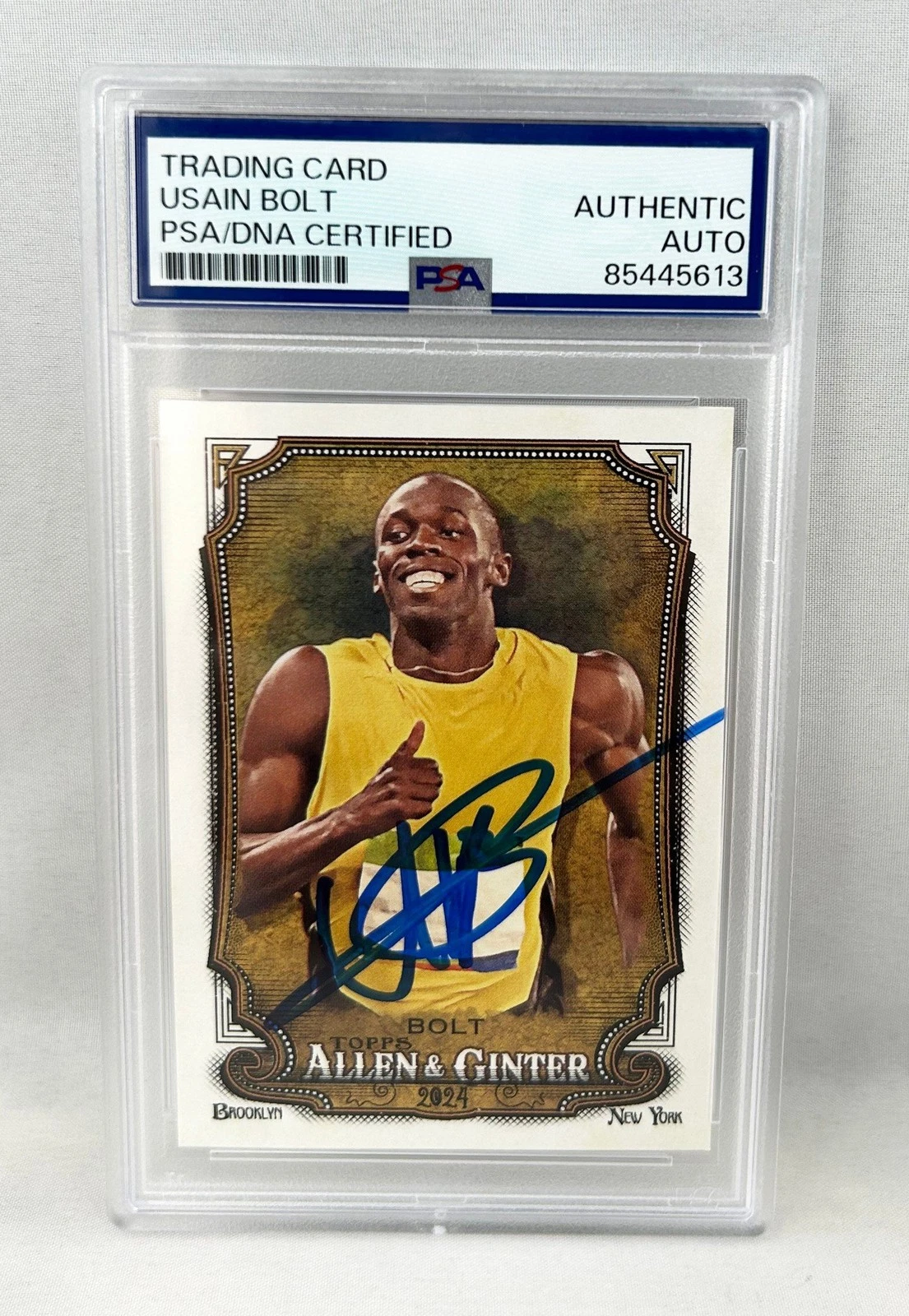 USAIN BOLT SIGNED CARD 2024 ALLEN & GINTER #208 PSA/DNA 9 COA COLLECTIBLE MEMORABILIA