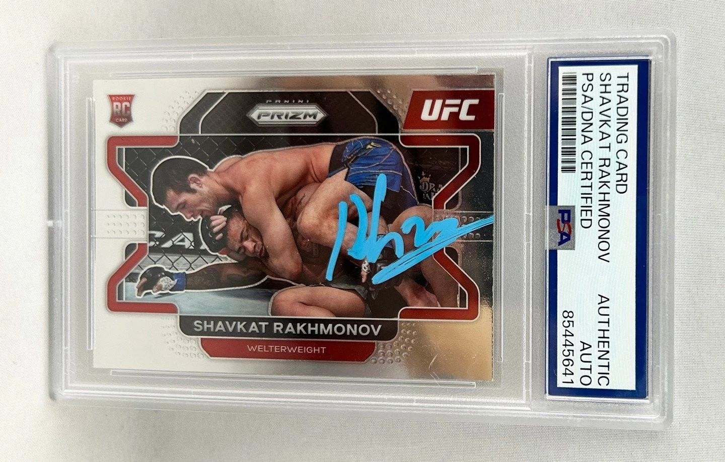 Shavkat Rakhmonov Signed Rookie Card 2022 Panini Prizm #80 PSA/DNA 1 COA