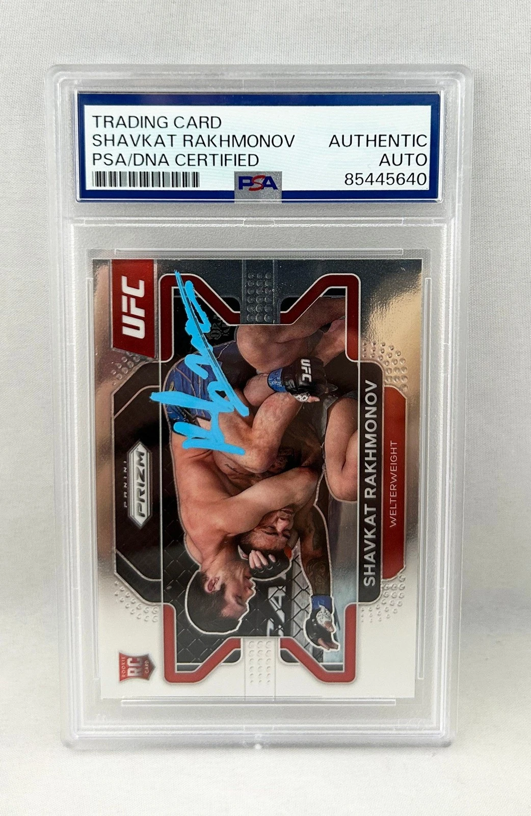 Shavkat Rakhmonov Signed Rookie Card 2022 Panini Prizm #80 PSA/DNA COA