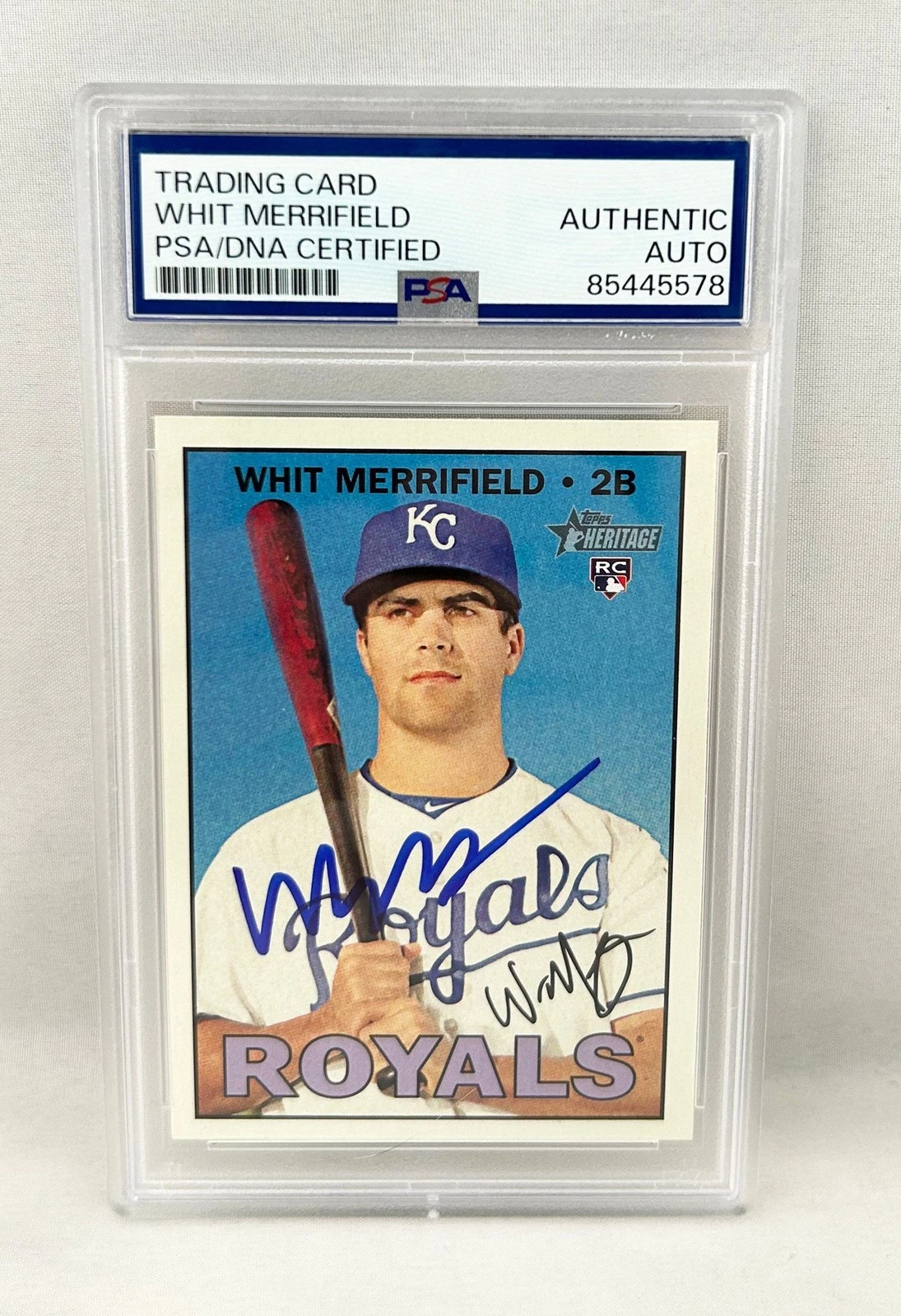 Whit Merrifield Signed Rookie Card 2016 Topps Heritage #683 PSA/DNA COA
