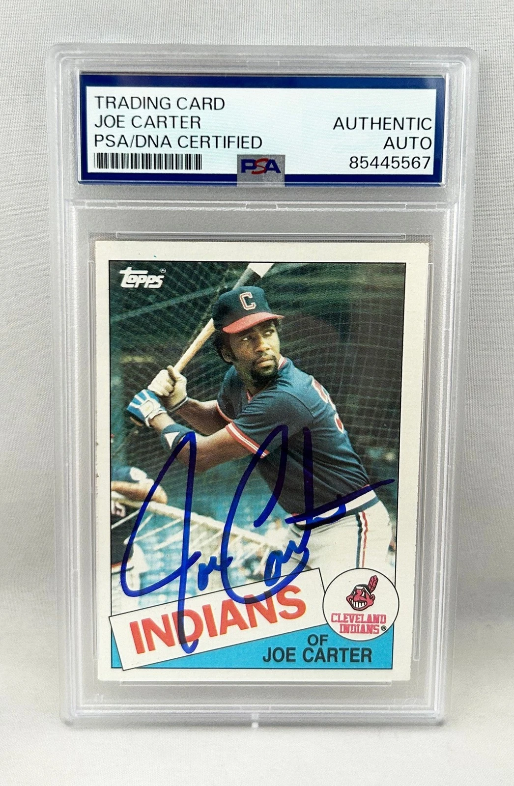 Joe Carter Signed Rookie Card 1985 Topps #694 PSA/DNA COA