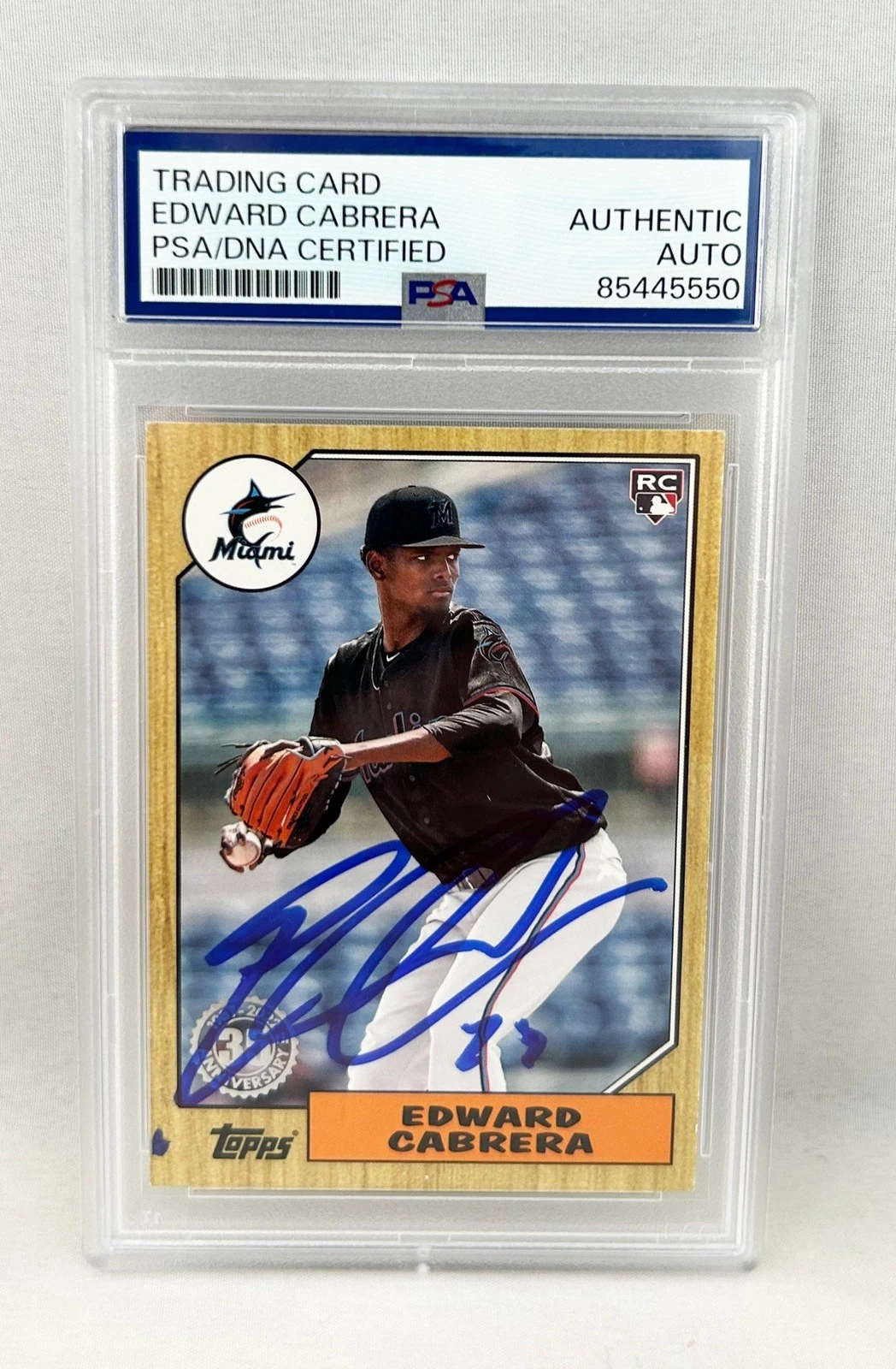 Edward Cabrera Signed Rookie Card 2022 Topps #T87-60 PSA/DNA COA