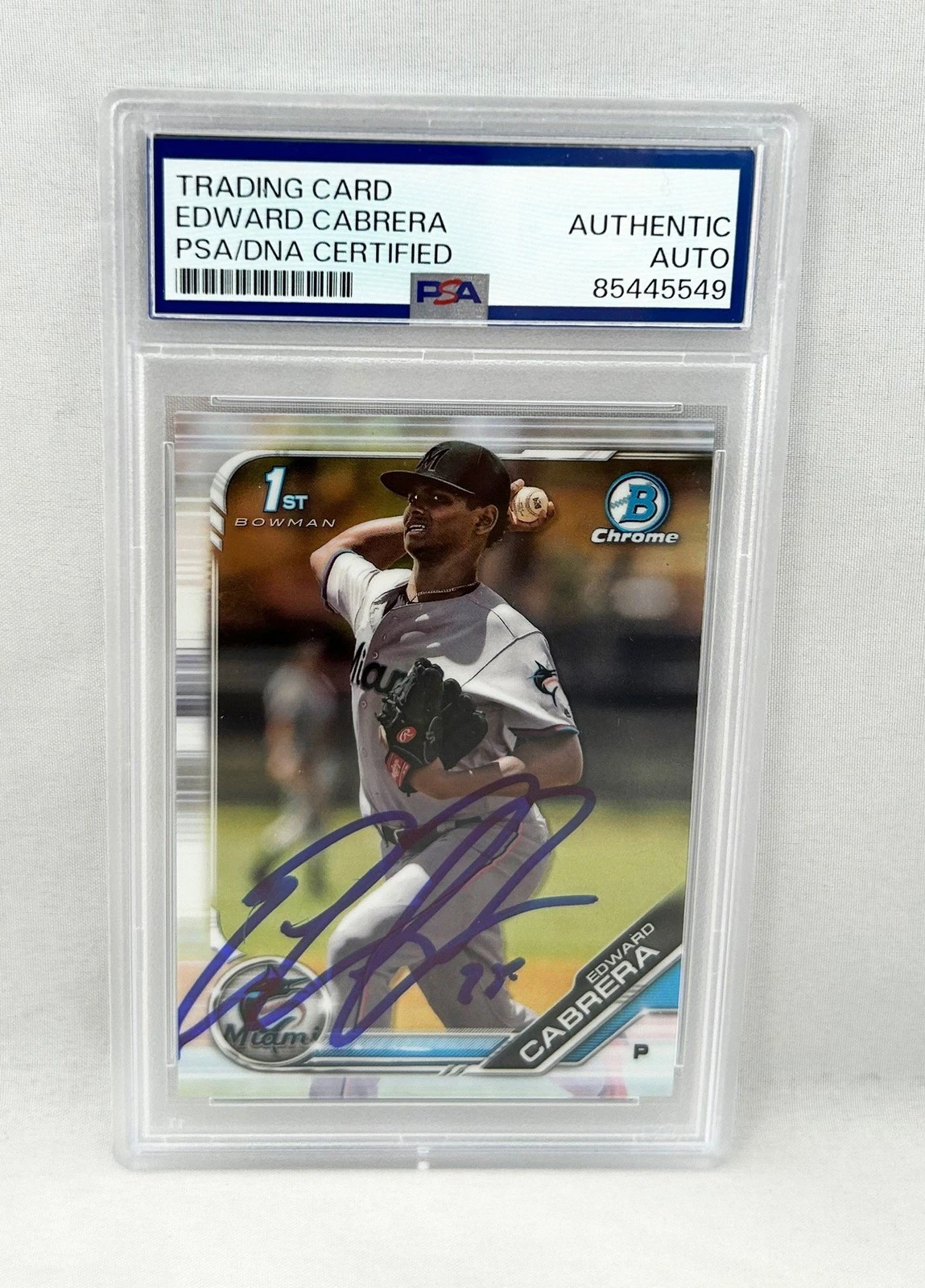 Edward Cabrera Signed Rookie Card 2019 1ST Bowman #BCP-114 PSA/DNA COA