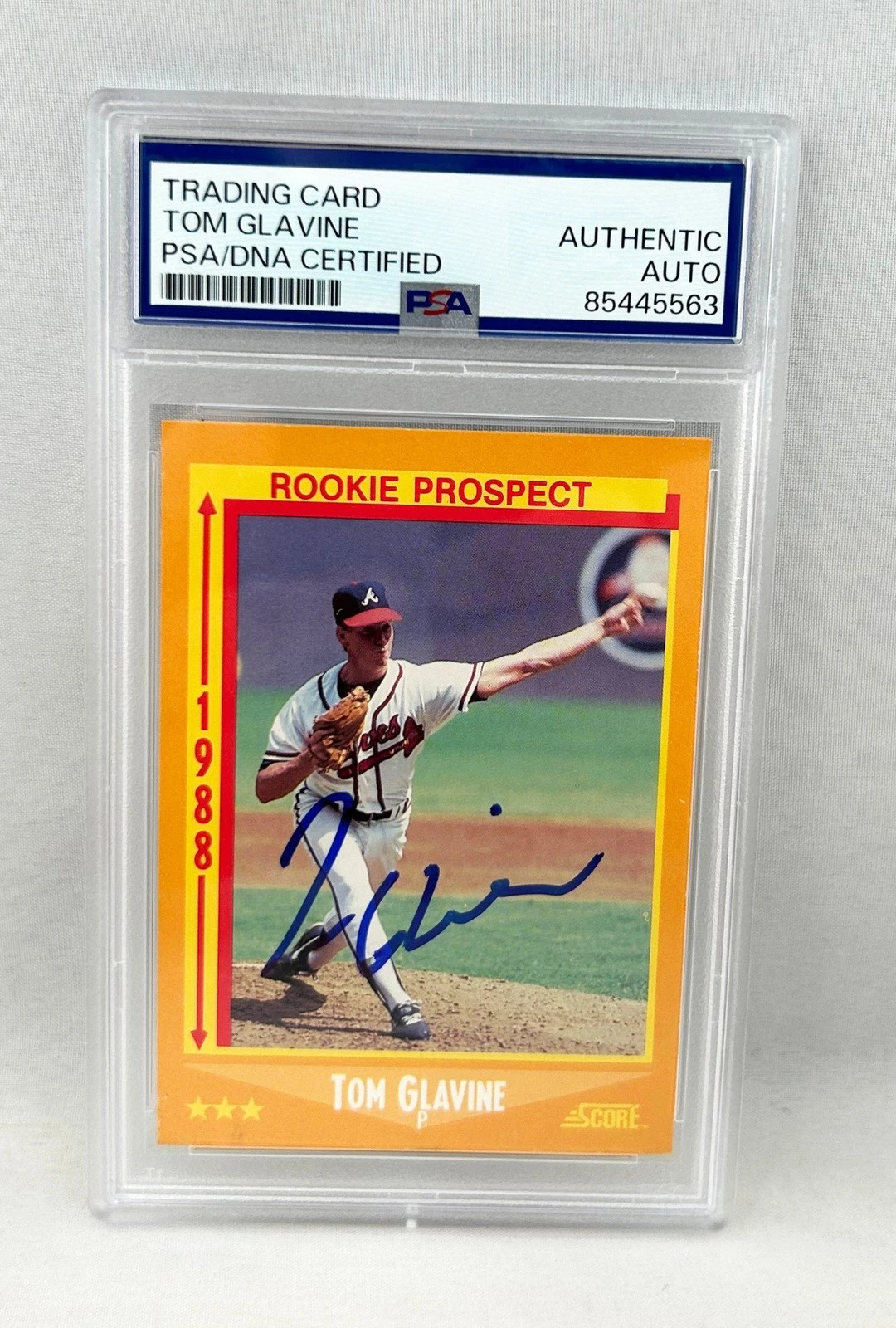 Tom Glavine Signed Rookie Card 1988 Score #638 PSA/DNA COA