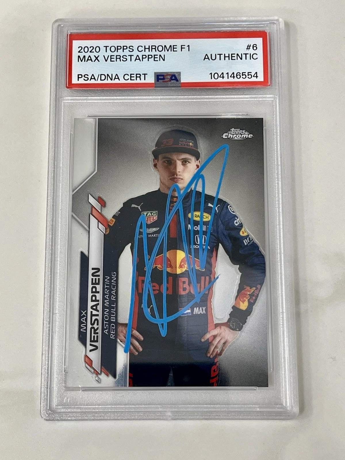 MAX VERSTAPPEN SIGNED 2020 TOPPS RC ROOKIE CARD CHROME F1 FORMULA 1 #6 PSA DNA
