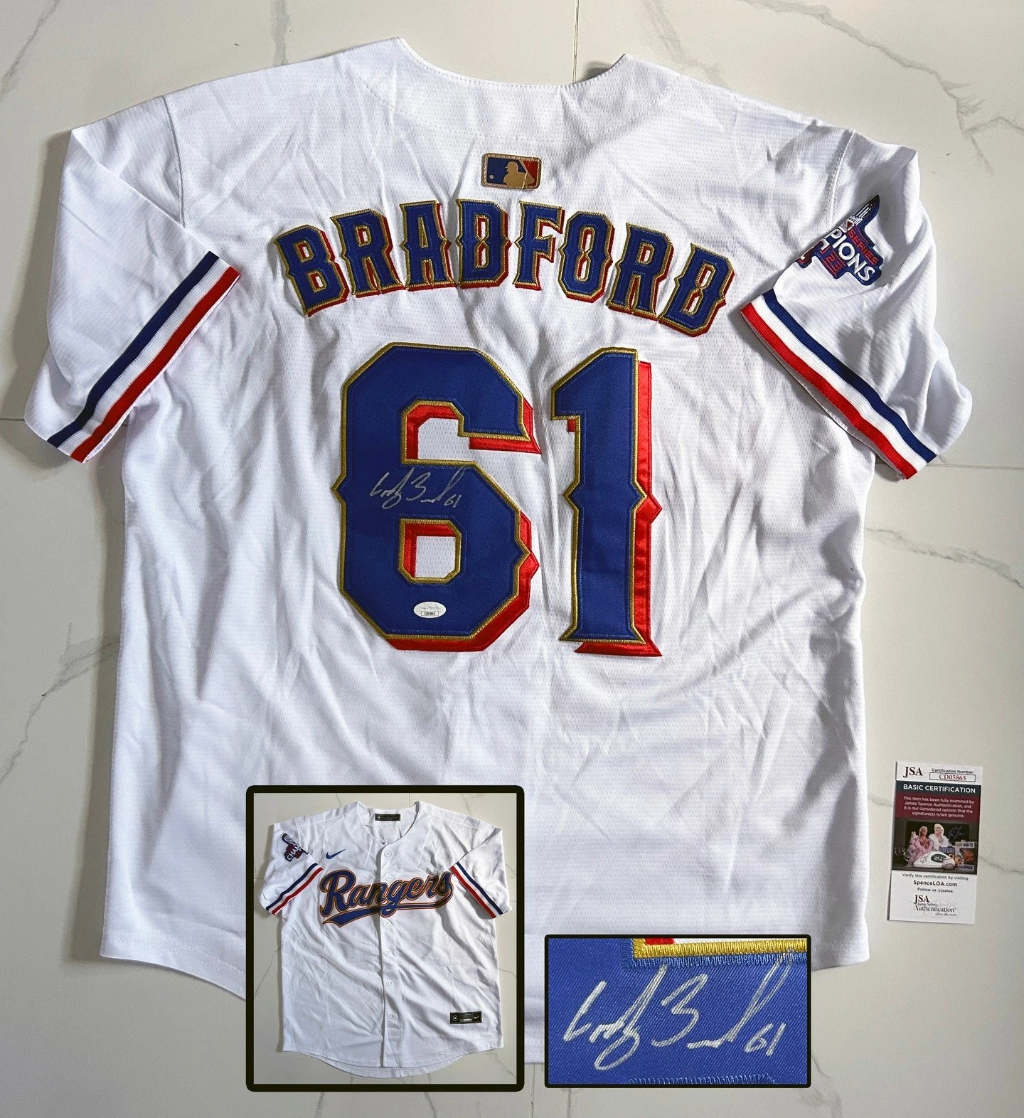 Cody Bradford Signed Jersey Texas Rangers JSA COA
