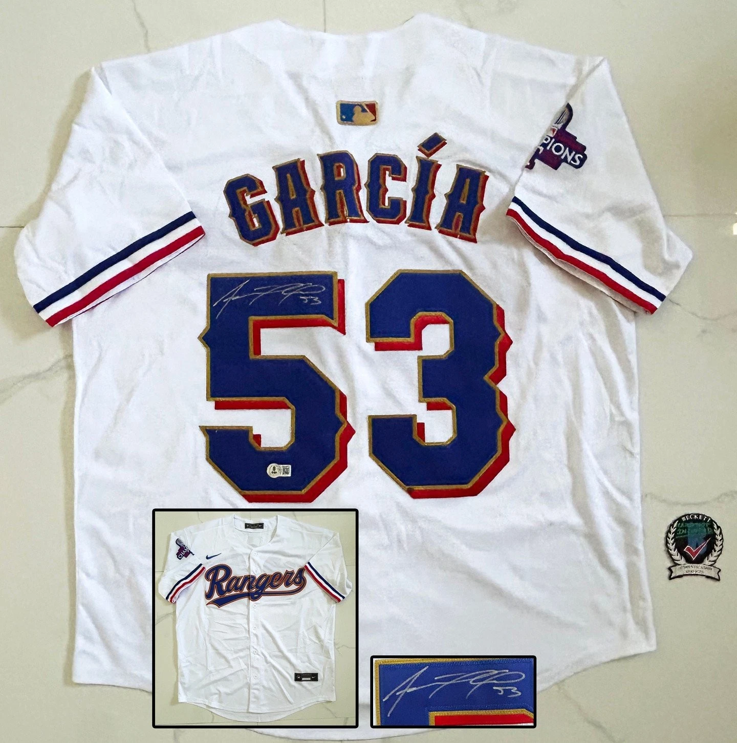 Adolis Garcia Signed Jersey Texas Rangers Beckett BAS 5 COA