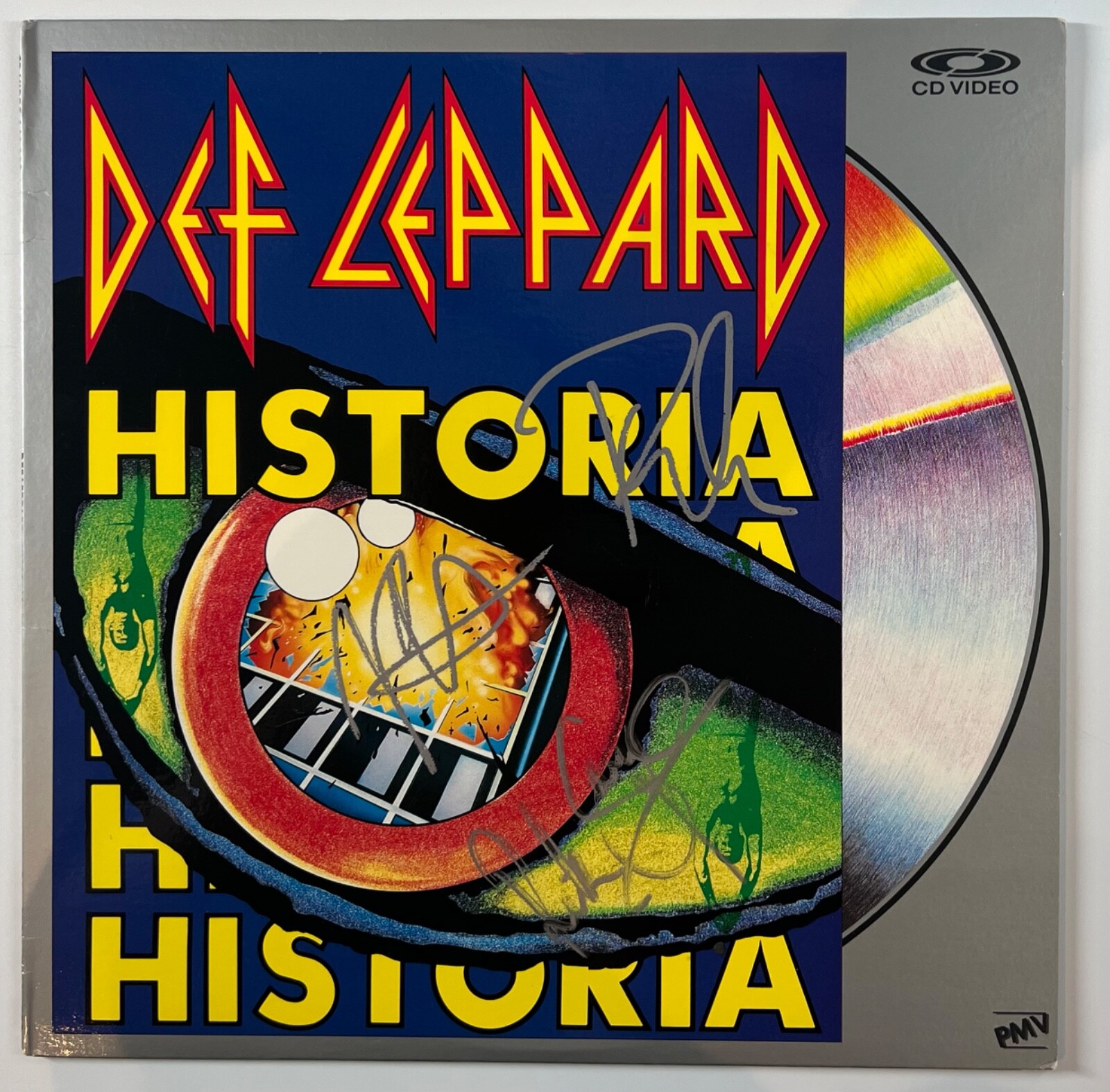 Def Leppard JSA Signed Autograph Hysteria Laser Disc Cover