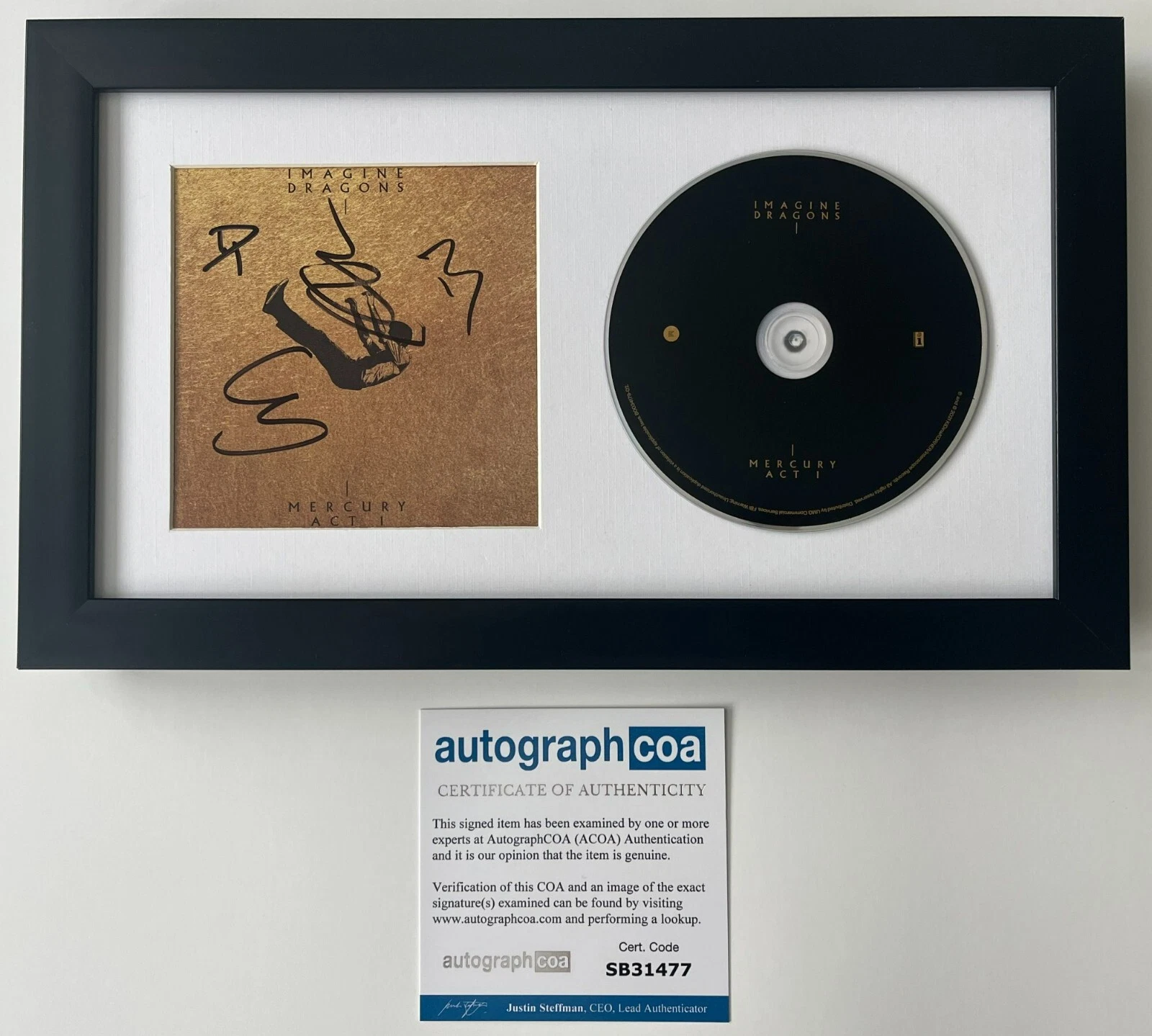IMAGINE DRAGONS BAND SIGNED MERCURY ACT 1 I FRAMED & MATTED CD w/ AUTOGRAPH ACOA