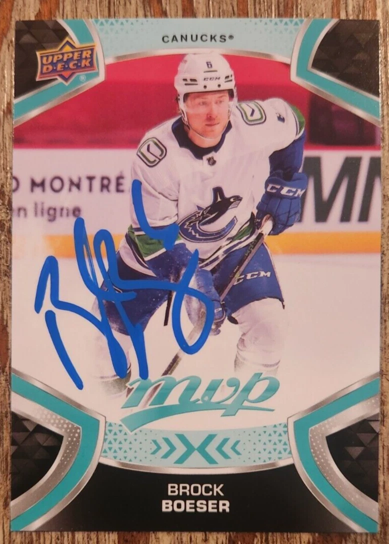 Brock Boeser Signed 2021-22 Upper Deck MVP Card #6 Vancouver Canucks