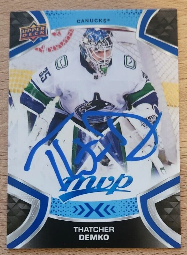 Thatcher Demko Signed 2021-22 Upper Deck MVP Card #157 Vancouver Canucks
