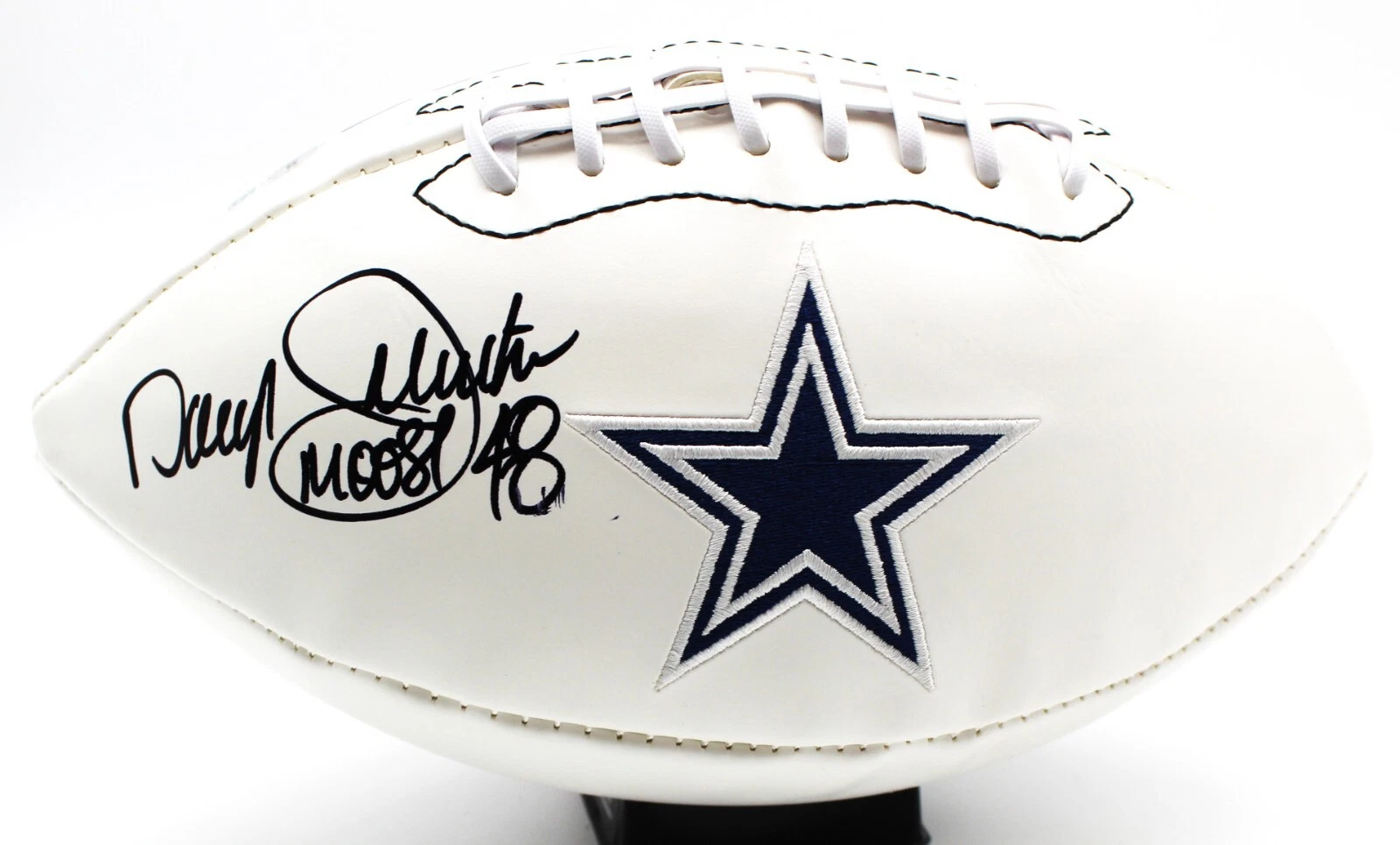 Daryl Johnston Signed Dallas Cowboys Logo Football w/Beckett COA BP59307