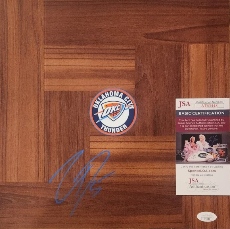 LUGUENTZ DORT SIGNED FLOORBOARD W/ JSA COA #AT63448 OKC OKLAHOMA CITY THUNDER LU COLLECTIBLE MEMORABILIA