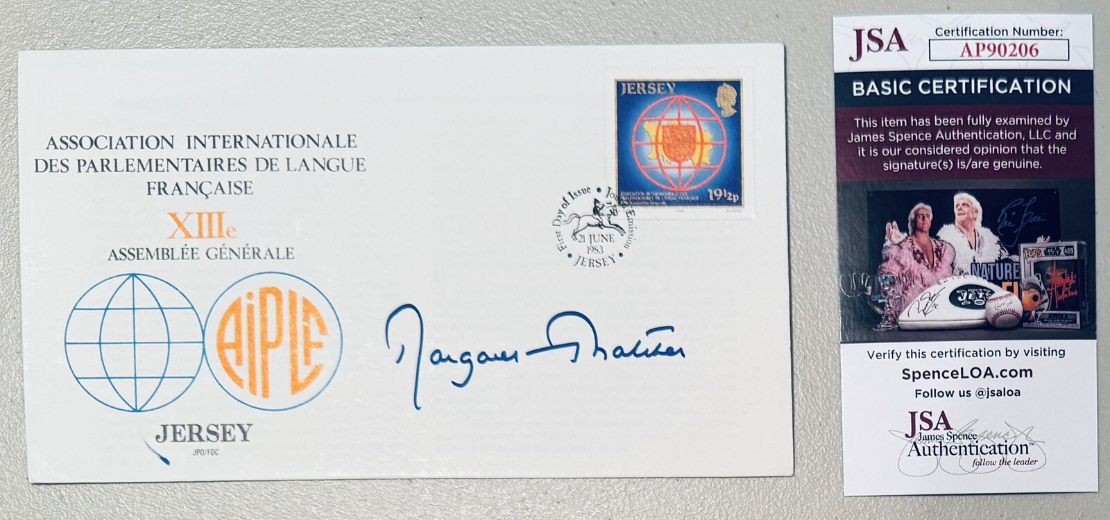 Margaret Thatcher Signed Autographed First Day Cover JSA UK Prime Minister 2