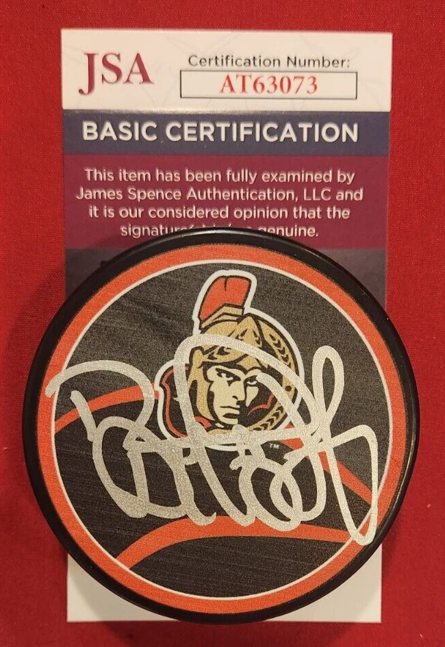 Daniel Alfredsson Signed Reverse Retro Puck w/ JSA COA #AT63073 Ottawa Senators